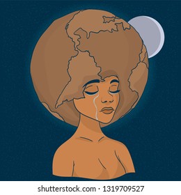  illustration of a sad earth