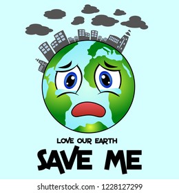 illustration of a sad earth, save me