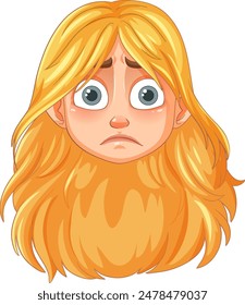 Illustration of a sad face with blonde hair