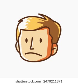 illustration of a sad face. a sad child's face illustration isolated. Emoticons of a sad face.	