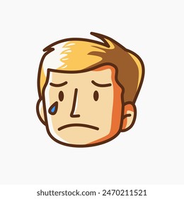 illustration of a sad face. a sad child's face illustration isolated. Emoticons of a sad face.	
