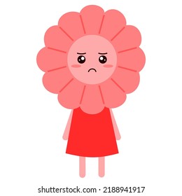 Illustration Of Sad Flower Cartoon Character