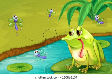 Illustration Sad Frog Pond Stock Vector (Royalty Free) 130863137 ...