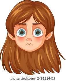 Illustration of a sad girl with big eyes