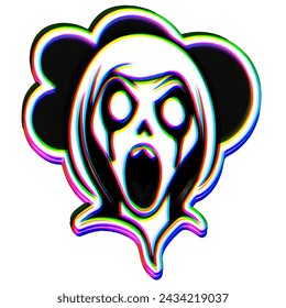 Illustration of sad girl screaming.  Element silhouette.