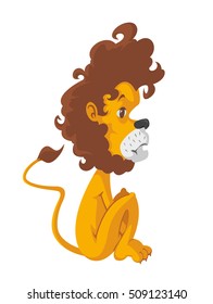 illustration of a sad lion, vector cartoon character