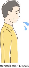 Illustration of a sad man's profile