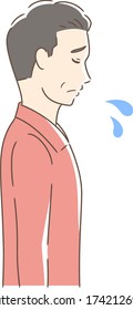 Illustration of a sad man's profile