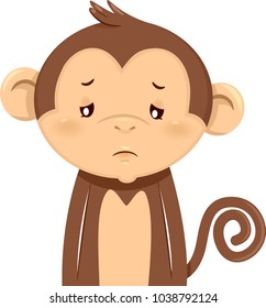 Ilustración de una mascota de un mono triste