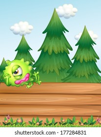 Illustration of a sad monster above the empty signboards