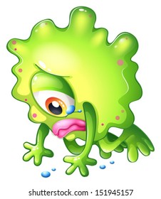 Illustration of a sad monster because of failure on a white background