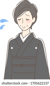 Illustration of a sad mourning woman