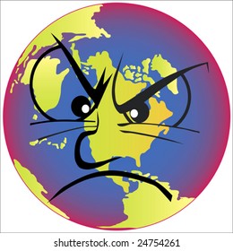 illustration of a sad overheated world
