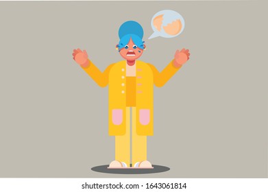 An illustration of a sad woman because of her broken egg. A vector of gloomy character, this illustration can use as a sticker also. 