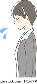 Illustration of a sad woman's profile