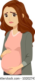 Illustration of a Sad Young Teen Girl Pregnant and Worried about Their Future