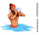 illustration of Sadhu saint of India for grand festival for Maha Kumbh Mela