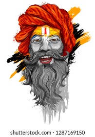 illustration of Sadhu saint of India for grand festival for Maha Kumbh Mela