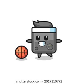 Illustration of safe box cartoon is playing basketball , cute style design for t shirt, sticker, logo element