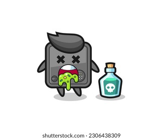 ilustración de un personaje de caja segura vómito debido a envenenamiento, diseño de estilo lindo para camiseta, pegatina, elemento logo