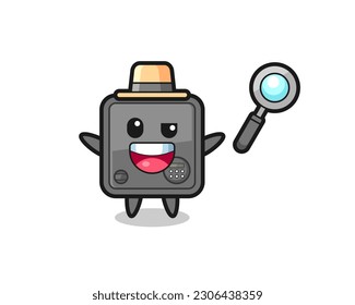 illustration of the safe box mascot as a detective who manages to solve a case , cute style design for t shirt, sticker, logo element