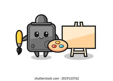 Illustration of safe box mascot as a painter , cute style design for t shirt, sticker, logo element