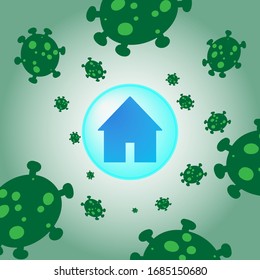 illustration of a safe home from virus attacks