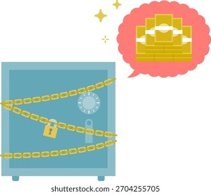 Illustration of a safe and money