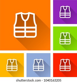 Illustration of safety jacket icons with shadow