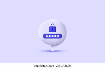 illustration safety login registration pop vector icon 3d  symbols isolated on background.3d design cartoon style. 