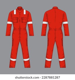 Illustration of safety work wear for workers front and back view