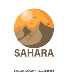illustration sahara desert landscape design logo vector