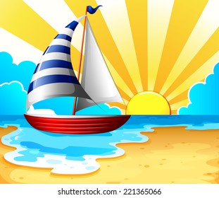 Illustration of a sail parking near the beach