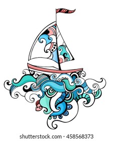 illustration with a sailboat