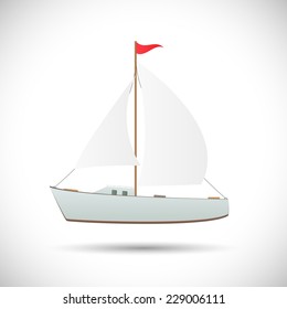 Illustration of a sailboat isolated on a white background.