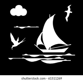 illustration sailboat in ocean