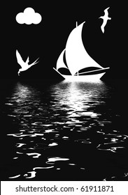  illustration sailboat in ocean