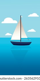 Illustration of Sailboat on the Sea.