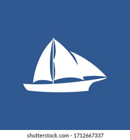 Illustration of Sailboat in the Sea