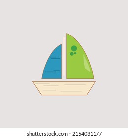 Illustration sailboat with unique style and color