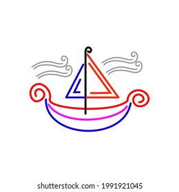 illustration of sailboat with wind direction