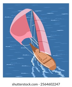 illustration of a sailing boat, good for wall decoration