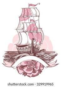 Illustration of sailing ship