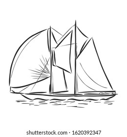 illustration of a sailing ship, vector sketch, sailing ship at sea