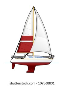 illustration of a sailing vessel. Simple gradients only - no gradient mesh.