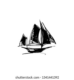 Illustration of a sailing yacht.