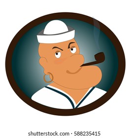 illustration of a sailor with a pipe. vector.