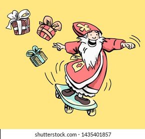 Illustration of Saint on a skateboard
