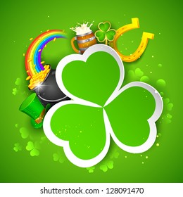 illustration of Saint Patrick's Day background with clover leaf and gold coin