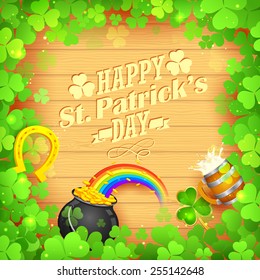 illustration of Saint Patricks Day background with clover leaf